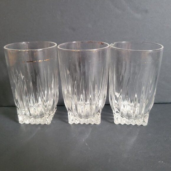 Park Avenue Federal Set Of 3 Vintage Clear Glass Tumblers With Ribbed Design - Picture 2 of 7